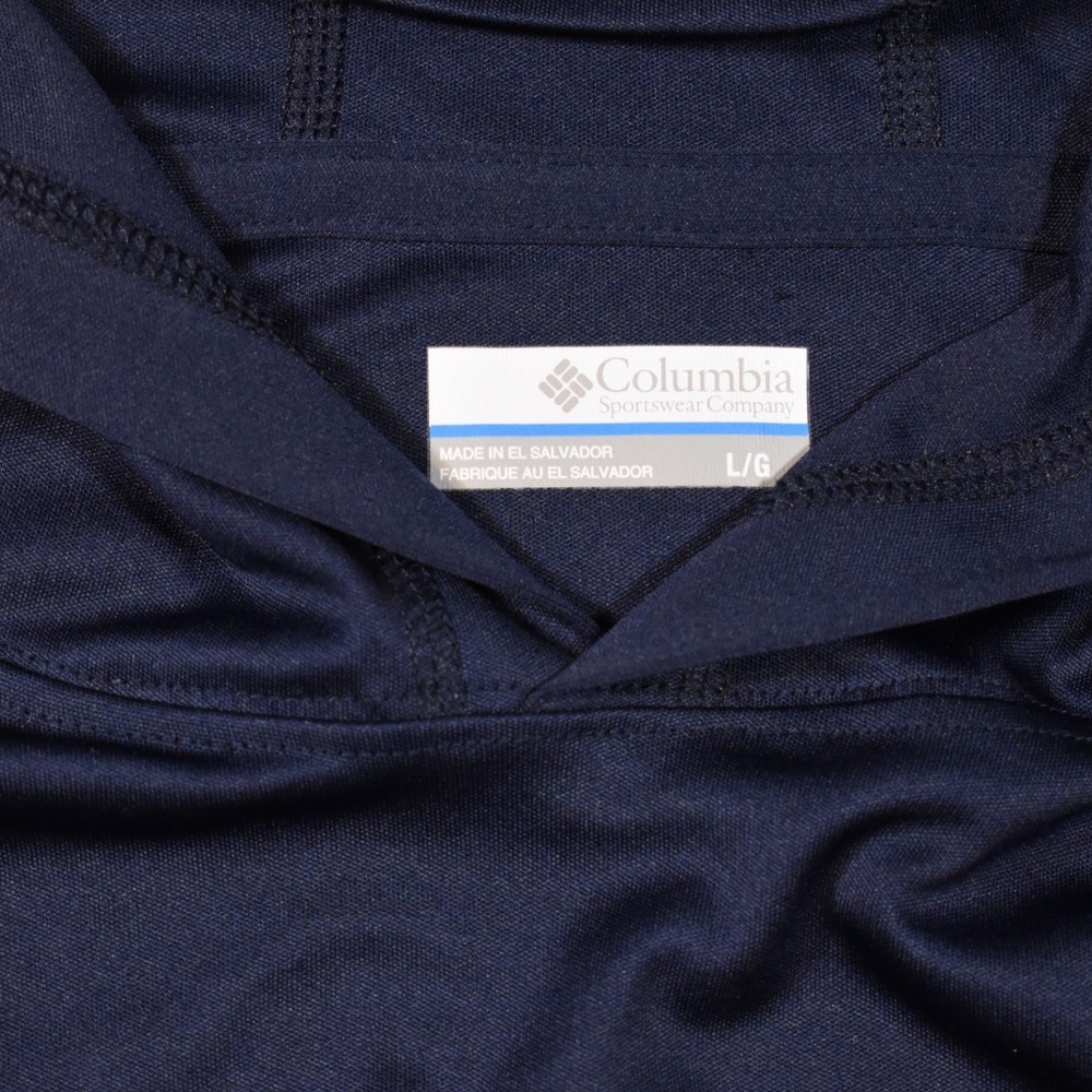 Columbia PFG Terminal Tackle Hoodie Shirt Mens Large Navy Blue Red Omni-Shade - Picture 4 of 8
